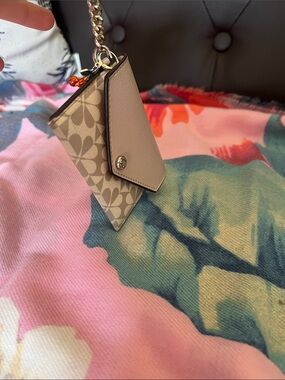 Kate Spade Flap Signature Canvas Card Case Keychain